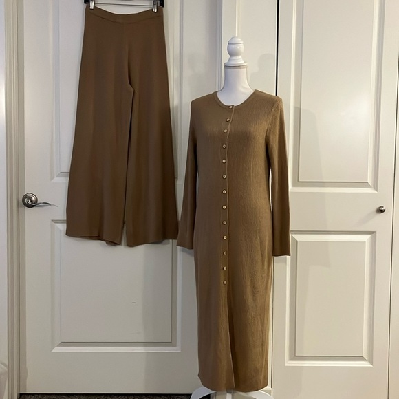 Anthropologie Current Air Camel Brown Two Piece Set